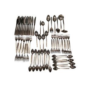 Oneidacraft Deluxe Stainless Capistrano Rose Floral Lot 74 Pieces Incl Serving